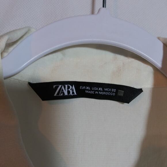 Zara Ivory Long-Sleeve Jewel Button Up Shirt Blouse Size XL - Picture 7 of 8